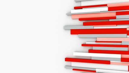 Abstract wall. News room. Red lines. 3D rendering