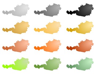Austria map silhouettes color gradients 1