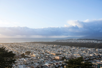 View of Sunset District and the Pacific Ocean in San Francisco