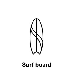 Surf board icon. Element of summer holiday icon. Thin line icon for website design and development, app development. Premium icon