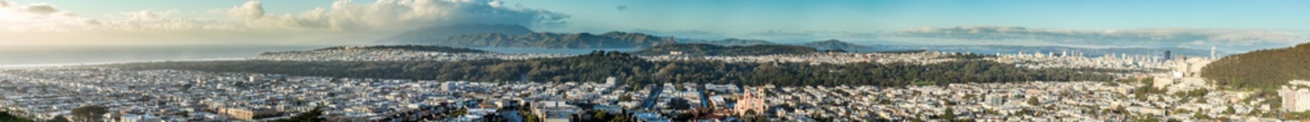 180 degree panorama of San Francisco from downtown to the Pacific Ocean.