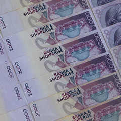 Close up of Albanian LEK. Albania national currency