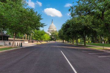 Washington DC, US Capitol Building from New Jersey Avenue in a sunny day.