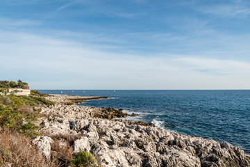Seacoast of Cap Martin in a sunny winter day