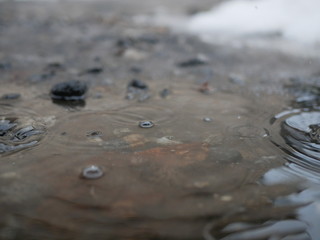 Polonne / Ukraine - 31 January 2019: Close up on water drop with water wave