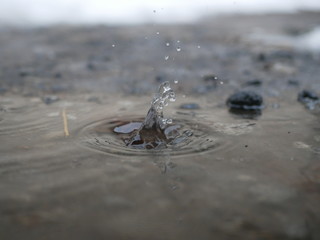 Polonne / Ukraine - 31 January 2019: Close up on water drop with water wave