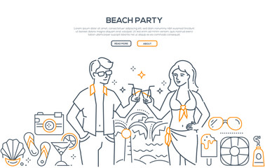 Beach party - modern line design style banner