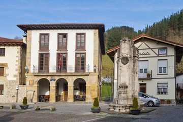 Bolibar town and Zenarruza monastery in Vizcaya, Spain