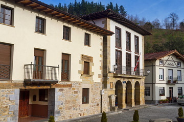 Fototapeta na wymiar Bolibar town and Zenarruza monastery in Vizcaya, Spain