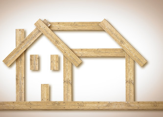 Wooden house: build your comfortable home with natural materials - concept image with copy space