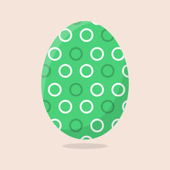 Vector Easter Egg isolated on beige background. Colorful Egg with Dots Pattern. Flat Style. For Greeting Cards, Invitations. Vector illustration for Your Design, Web.