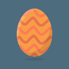 Vector Easter Egg isolated on grey background. Colorful Egg with Waves Pattern. Flat Style. For Greeting Cards, Invitations. Vector illustration for Your Design, Web.