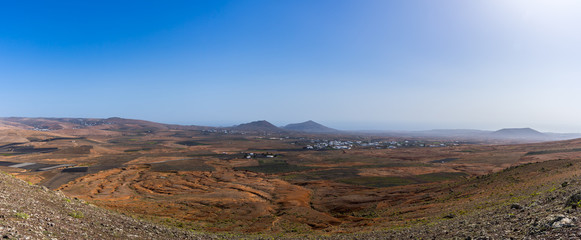 Spain, Lanzarote, XXL panorama of beautiful volcanic nature landscape