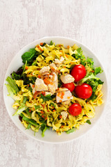 Roasted Chicken Cooked Twists and Mustard Sauce salad
