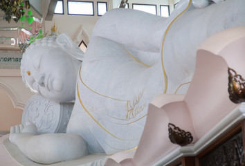 Udon Thani, Thailand  The biggest white marble nirvana buddha at Wat Pa Phu Kon, Udon Thani Thailand