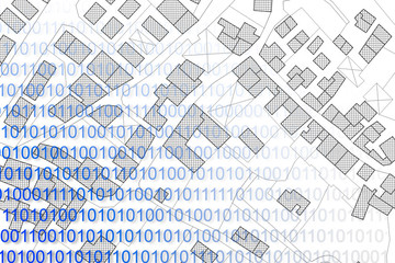 Obraz premium Computerized land registries - concept image with an imaginary cadastral map of territory with