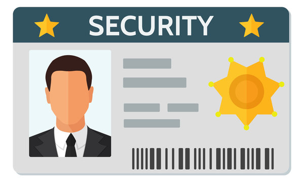 Flat Style Vector Illustration of Security Staff ID Card Template