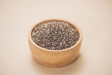 Close-up of raw, unprocessed, dried black chia seeds