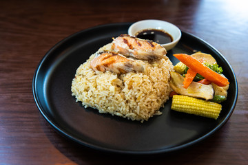 Fried rice Grilled and Mackerel Japanese Style