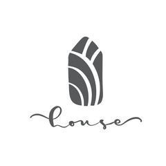 Simple Calligraphy House Real Vector Icon. Estate Architecture Construction for design. Art vintage home hand drawn Logo element
