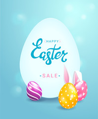 Happy easter vector illustration with eggs and bunny's ears