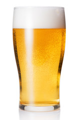 Beer pint on white background