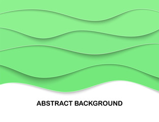 Layered Papercut carve 3D backdrop. Green wavy card. Eco layout for article, header. Layered craft. Text place