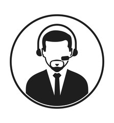 Call centre operator icon. Flat style vector EPS.