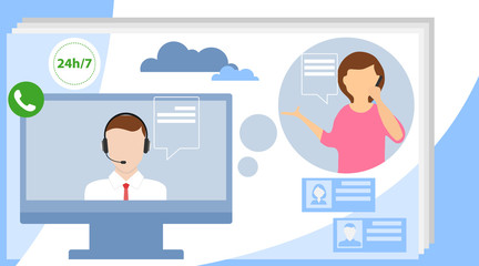 Call center concept. Can use for web banner, infographics, hero images. Customer support concept.