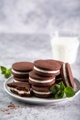 chocolate cookies with cream cheese filling