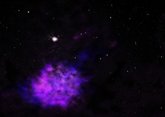 Small part of an infinite star field. 3D rendering