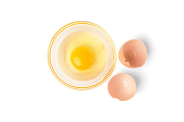 Raw eggs isolated on white background.