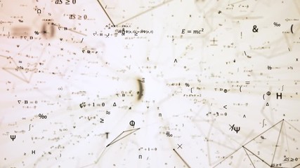 Digital seamless mathematical formulas loop. Abstract digital futuristic motion background with math, physics symbols and mesh network grid. 3D animation with alpha matte channel. 4K science concept - Powered by Adobe