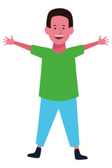 Boy greeting with hands cartoon
