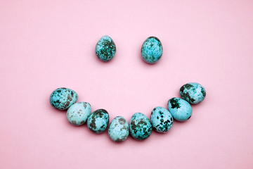 Easter eggs flat lay pattern on pastel background. Minimal concept