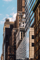 Close-up view of old and modern skyscrapers in Murray Hill Midtown Manhattan New York City