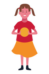 Girl smiling with ball cartoon