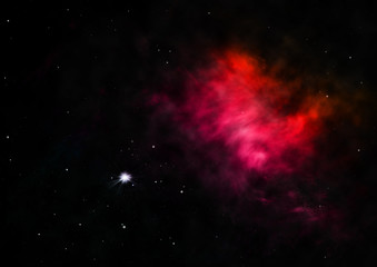 Star field in space and a nebulae. 3D rendering
