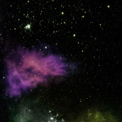 Star field in space and a nebulae. 3D rendering
