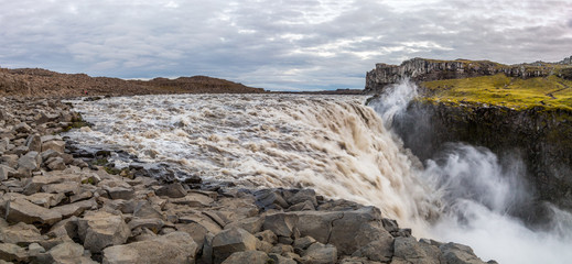 Fototapeta premium A view of Dettifoss, one of the most powerful waterfalls in Iceland, Europe