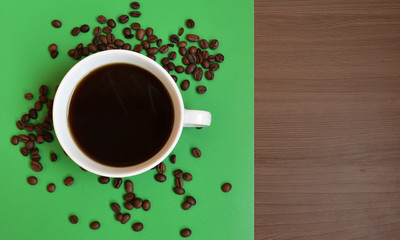 Cup of coffee beans close-up.