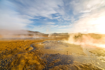 A view of Hverir in Iceland, a place with boiling mud and metan canals, Iceland