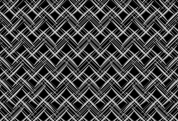 3d rendering. seamless dark black square grid art design shape pattern wall background.