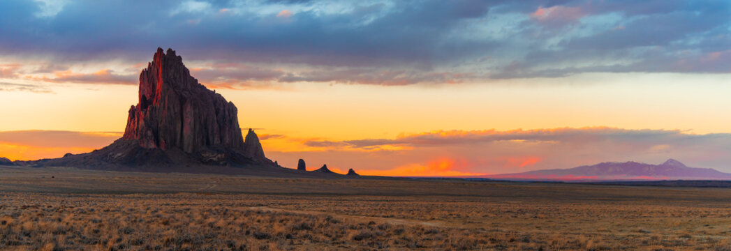 Shiprock Panorama with the San Juan Mountains in the distance