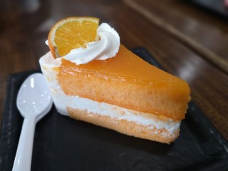 The colorful fruit cake is look appetizing.