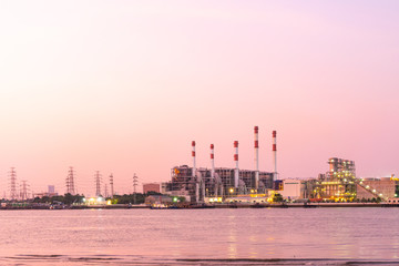Naklejka premium Power plant during the evening