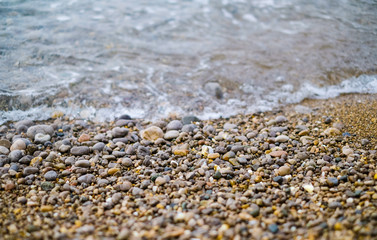 Wet stones on the sea coast