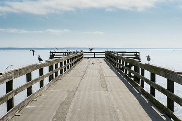 USA, Alabama, Mobile, Pier in the USS Alabama Battleship Memorial Park