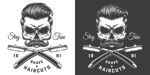 Vintage monochrome barbershop label