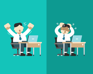 Vector cartoon a businessman expressing different emotions for design.